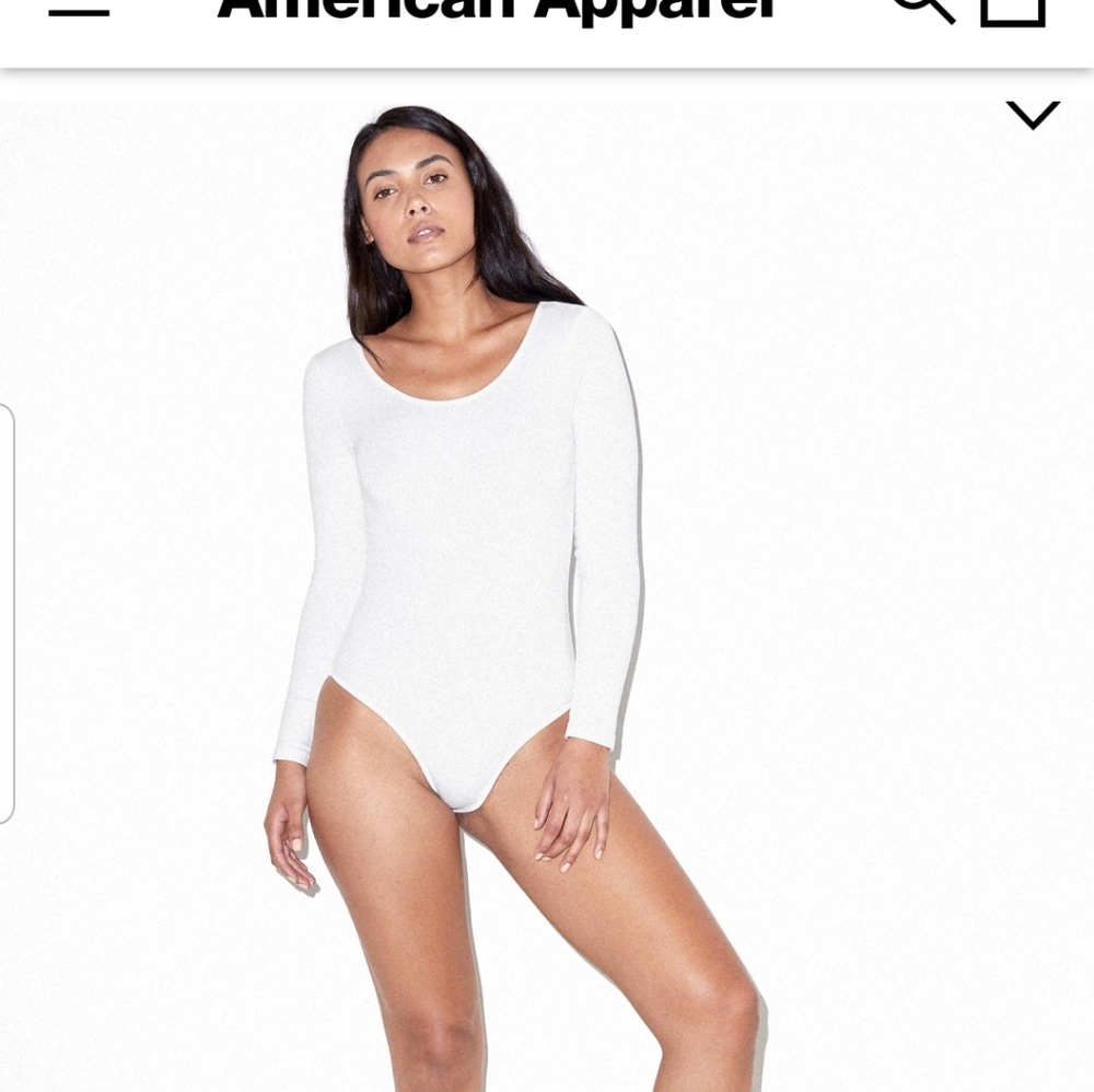 AMERICAN APPAREL- Long sleeve body suit/ white/ M